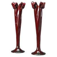 Pair of glazed ceramic vases by Delphin Massier, France, late 19th century