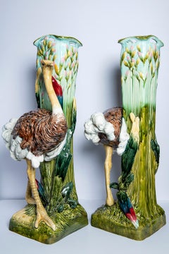 Paire de vases en céramique émaillée, France, fin du XIXe siècle