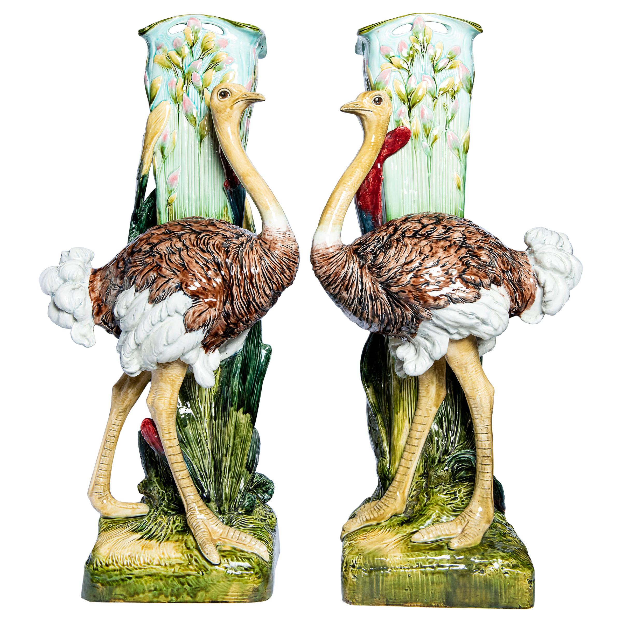 Pair of Glazed Ceramic Vases, France, Late 19th Century