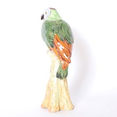 Pair of Glazed Earthenware Parrots
