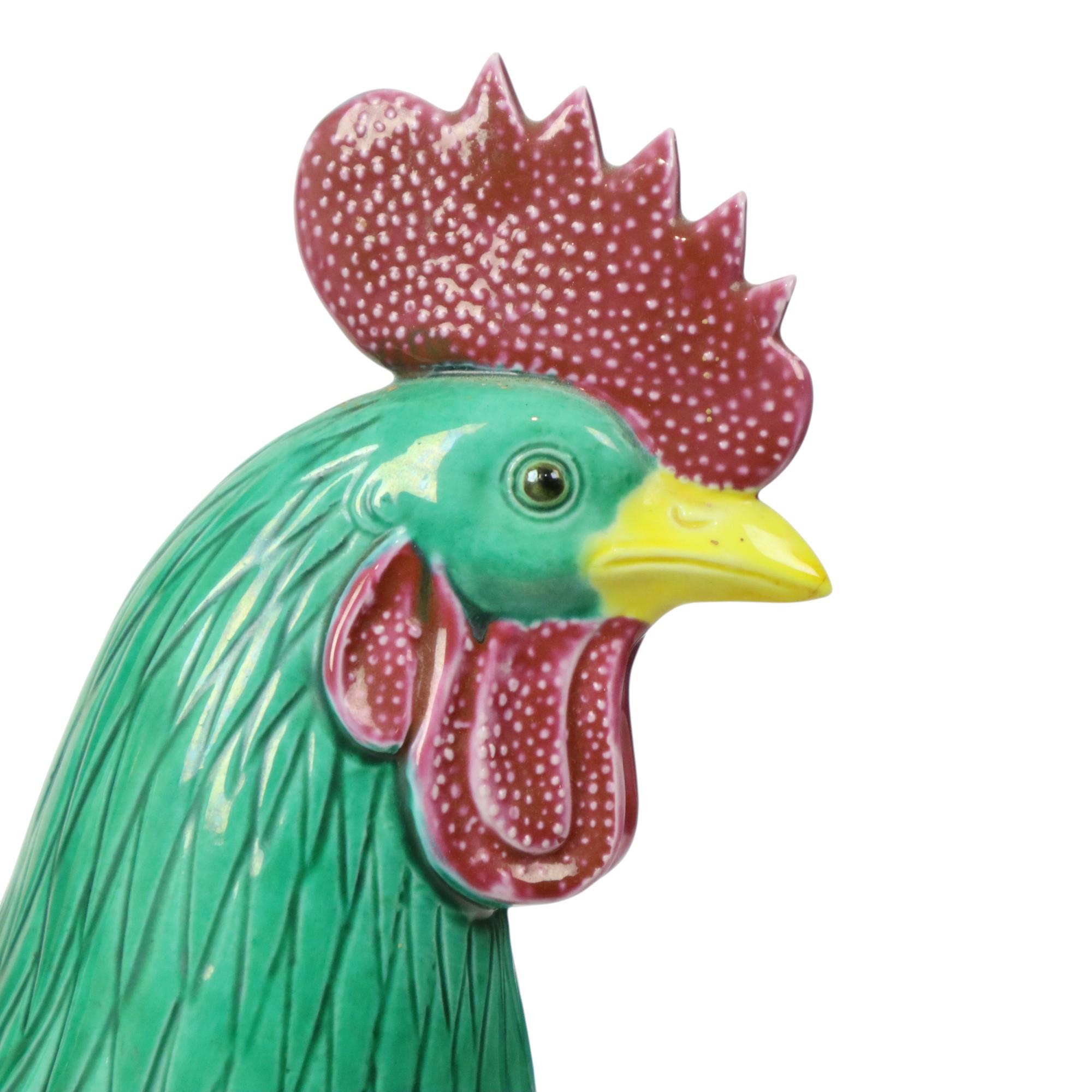 Paire de coqs polychromes émaillés en porcelaine chinoise 34cm en vente 2