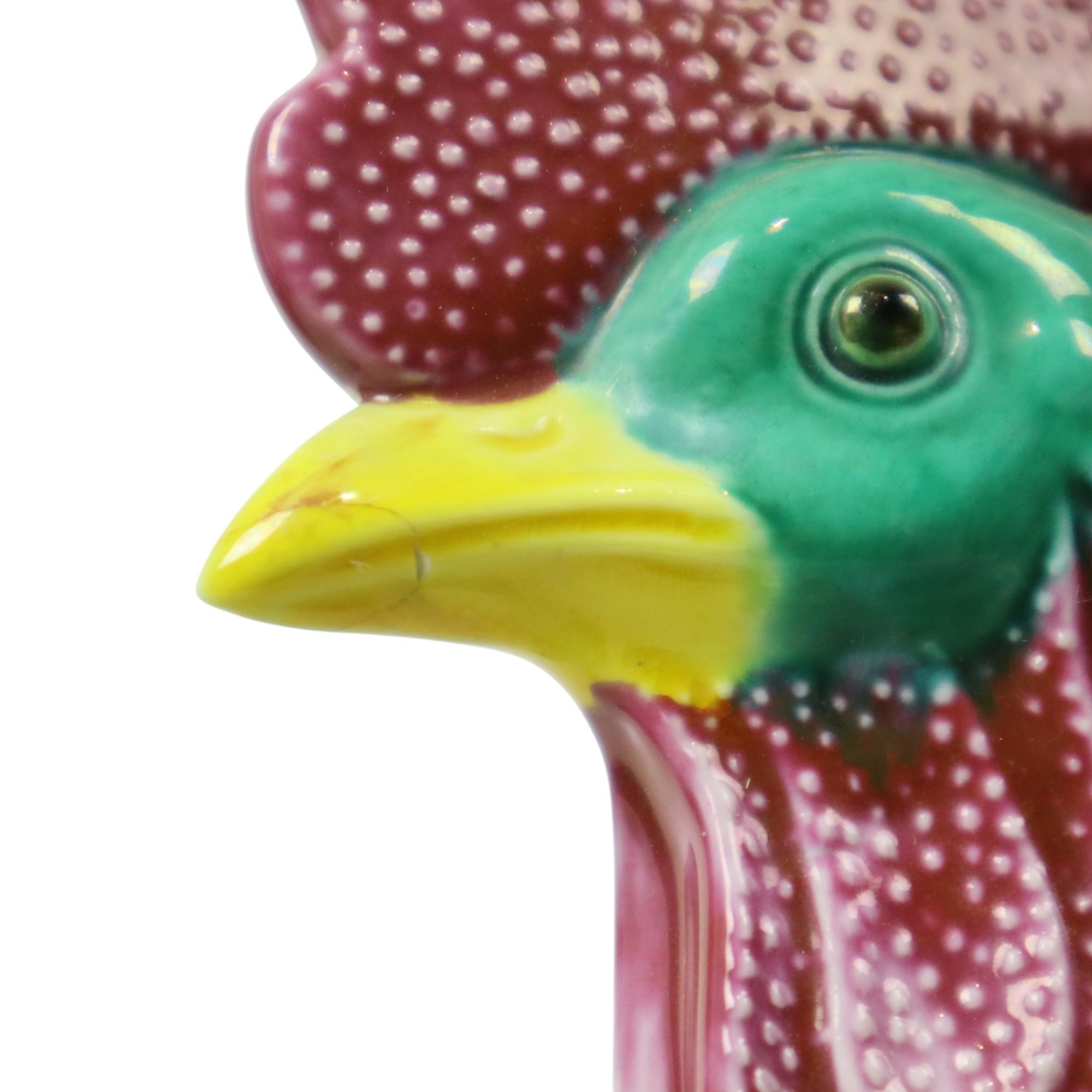 Paire de coqs polychromes émaillés en porcelaine chinoise 34cm en vente 11