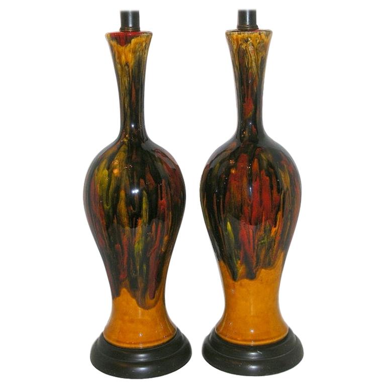 Pair of Glazed Porcelain Table Lamps