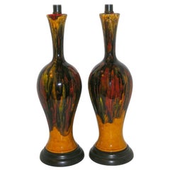 Vintage Pair of Glazed Porcelain Table Lamps