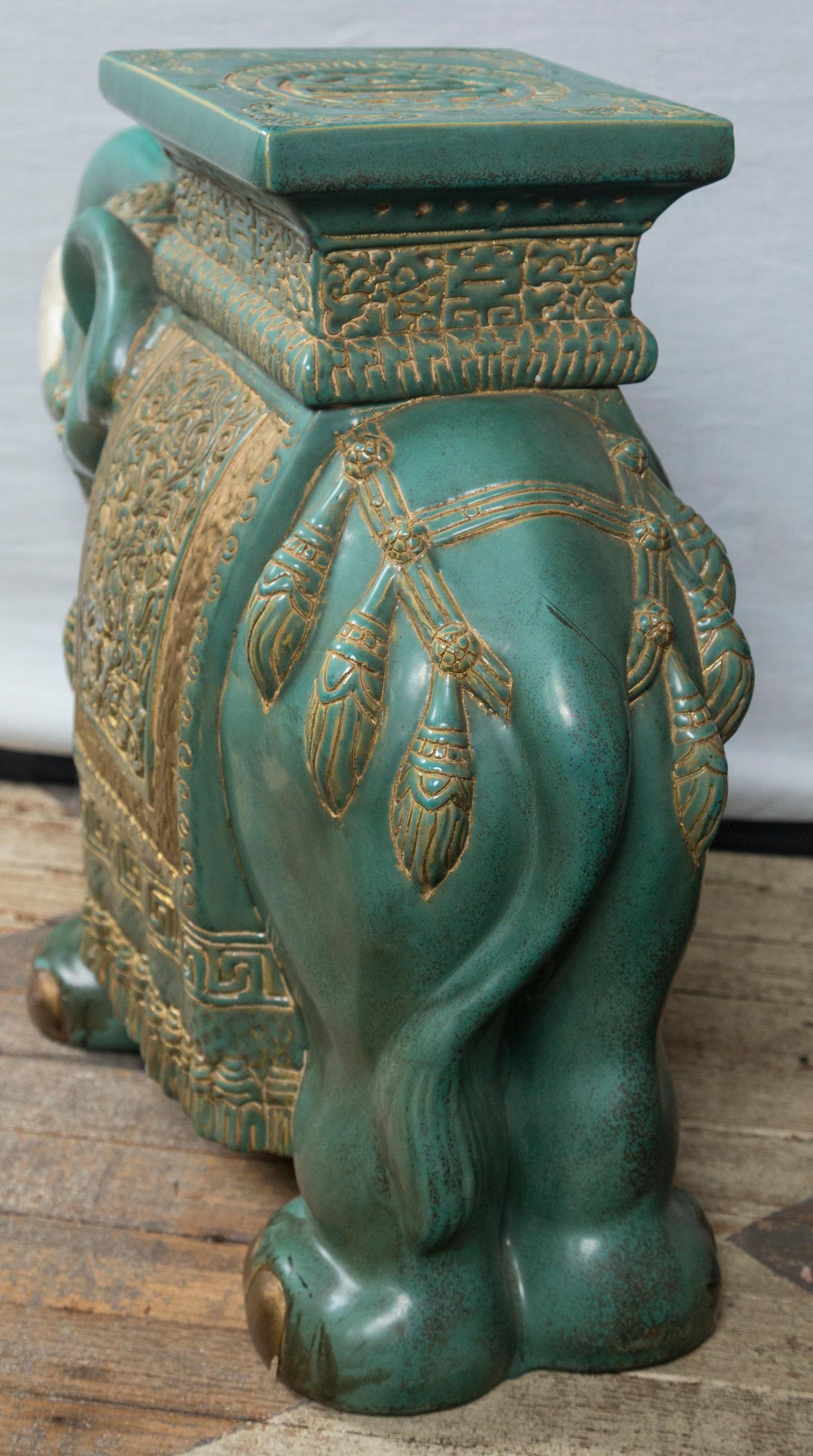 Pair of Glazed Pottery Elephants End Tables 4