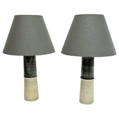 Pair of Glazed Stoneware Tablelamps by Olle Alberius, Rörstrand, Sweden, 1960s