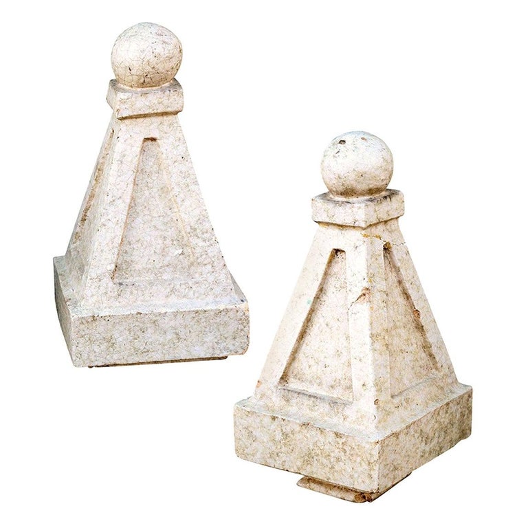 Pair of Glazed Terracotta Architectural Finials For Sale at 1stDibs
