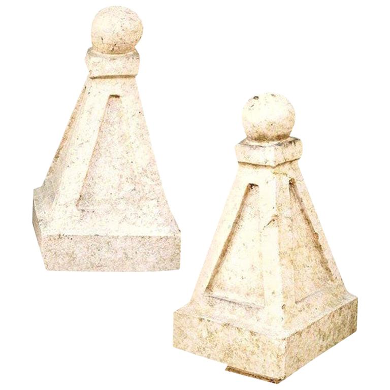 Pair of Glazed Terracotta Architectural Finials For Sale at 1stDibs