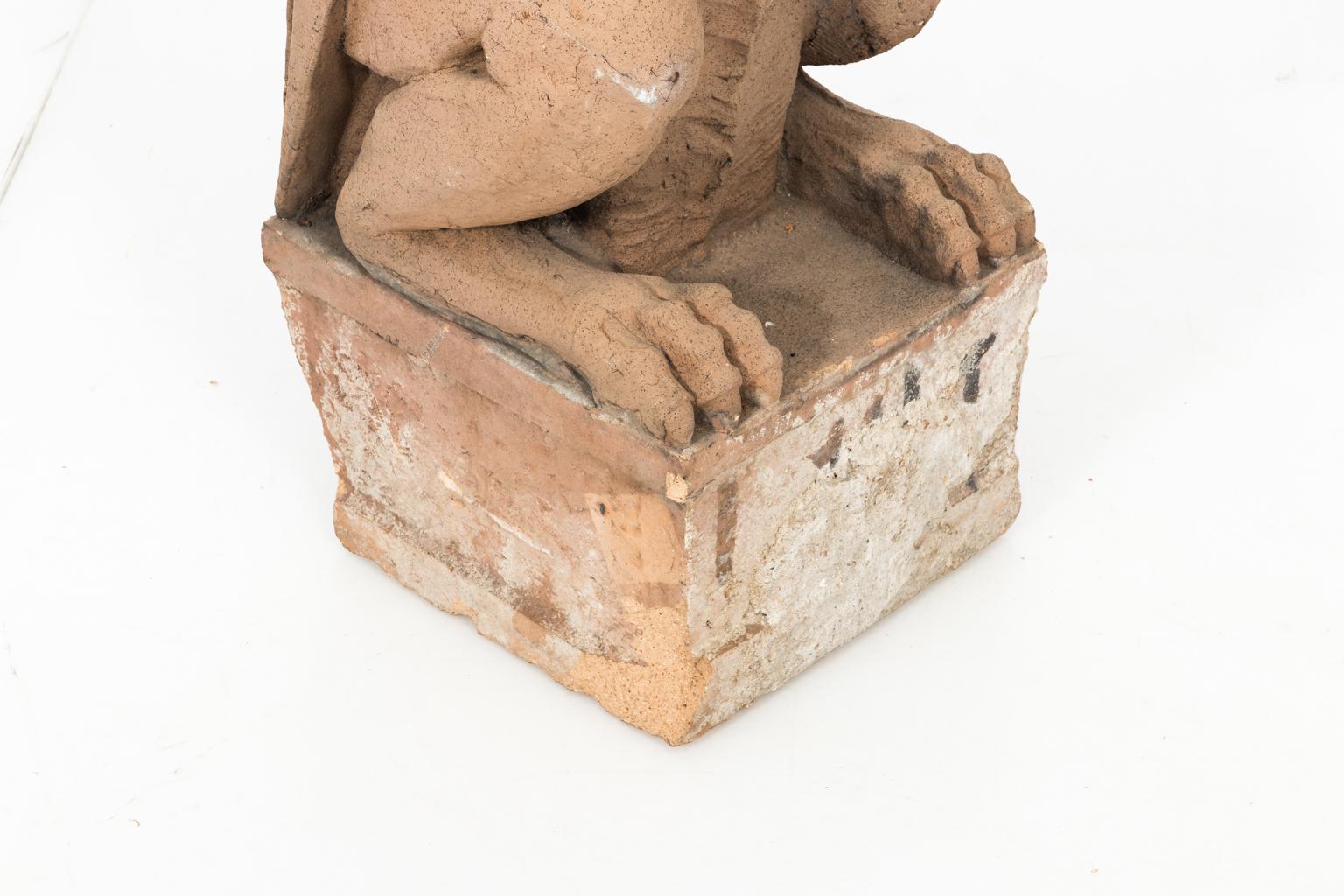 Pair of Glazed Terracotta Gargoyles, circa 1900 1