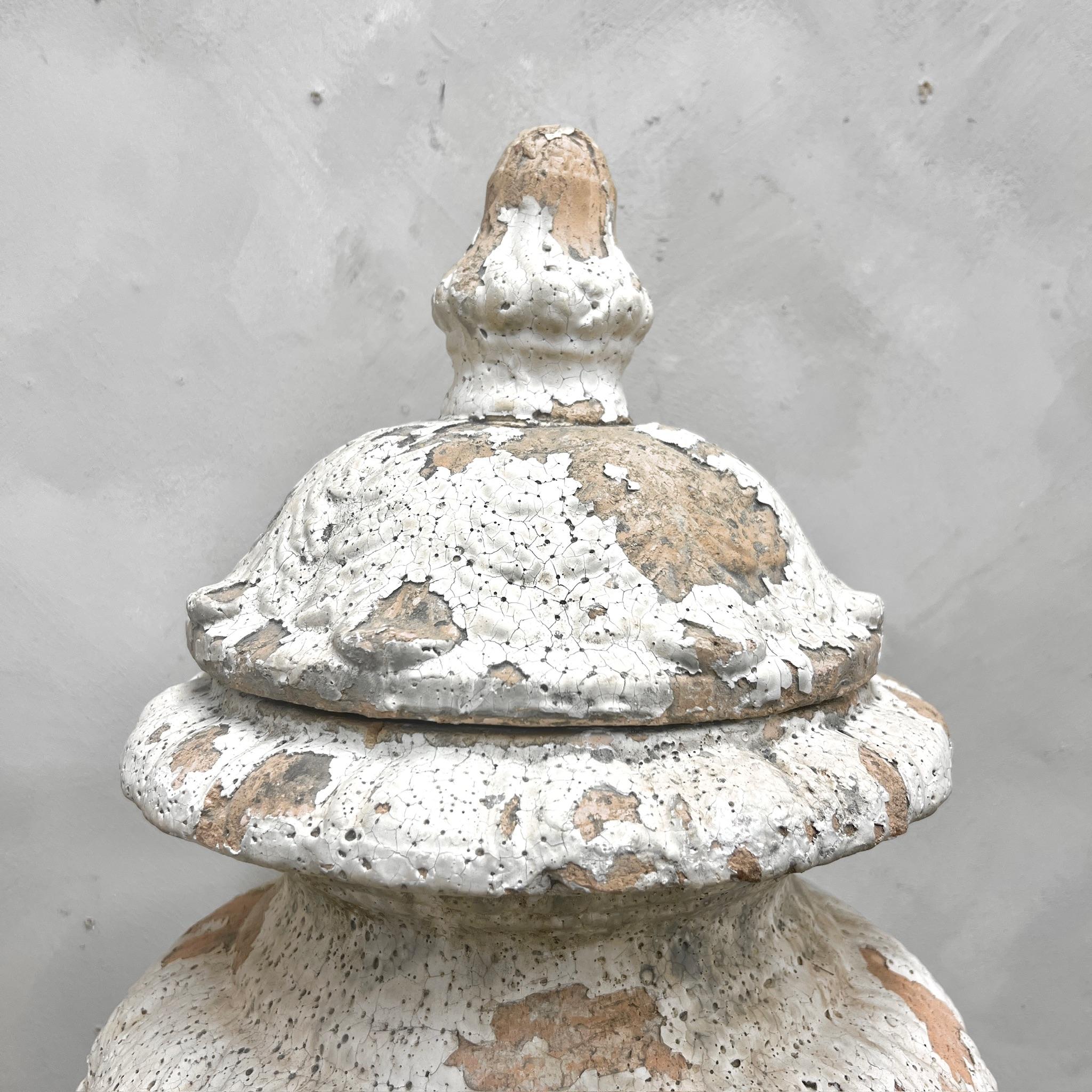 Pair of Glazed Terracotta Lidded Urns 5