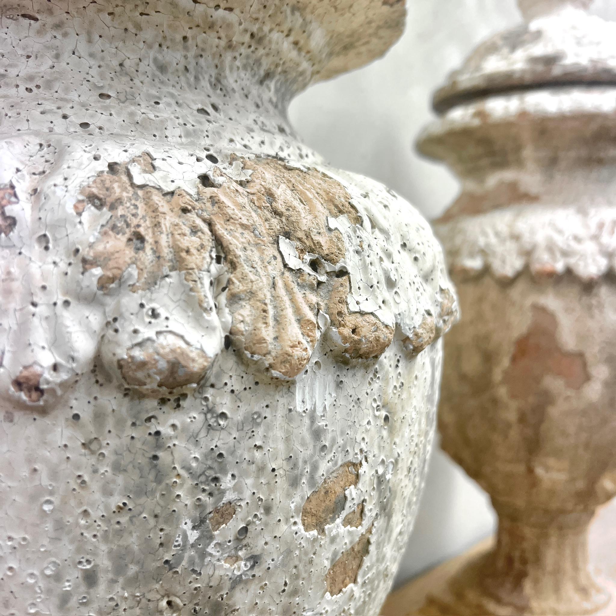 Pair of Glazed Terracotta Lidded Urns 10
