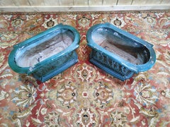 Pair of glazed terracotta planters