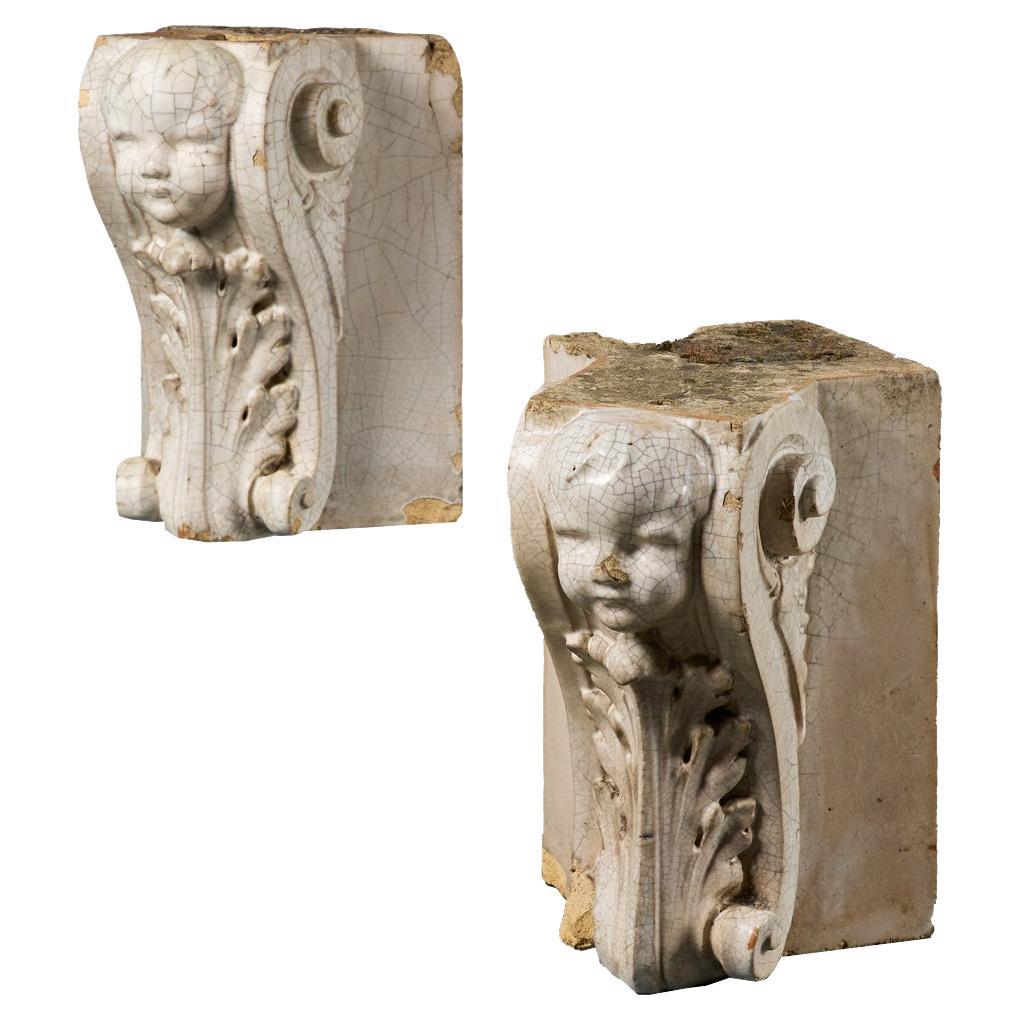 Pair of Glazed Terracotta Victorian Corbels