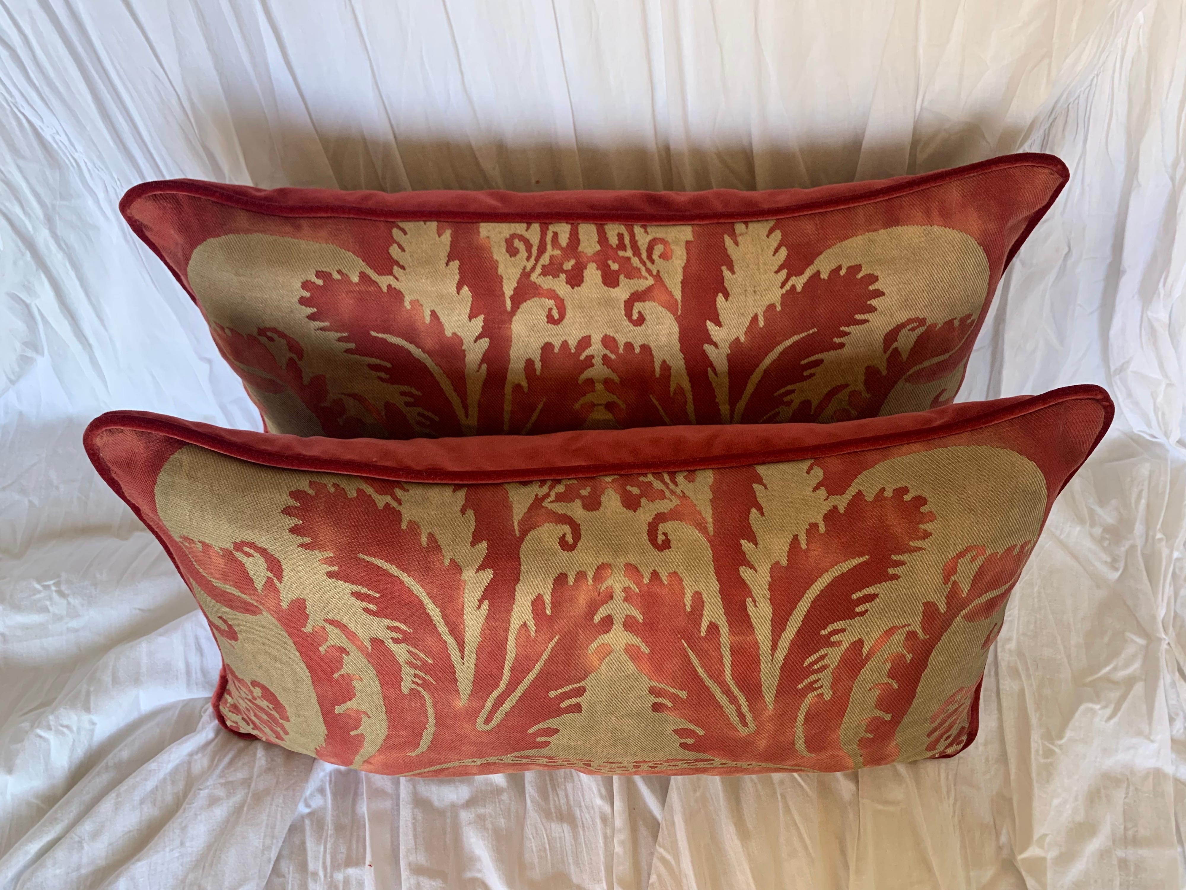 Italian Pair of Glicine Patterned Fortuny Pillows
