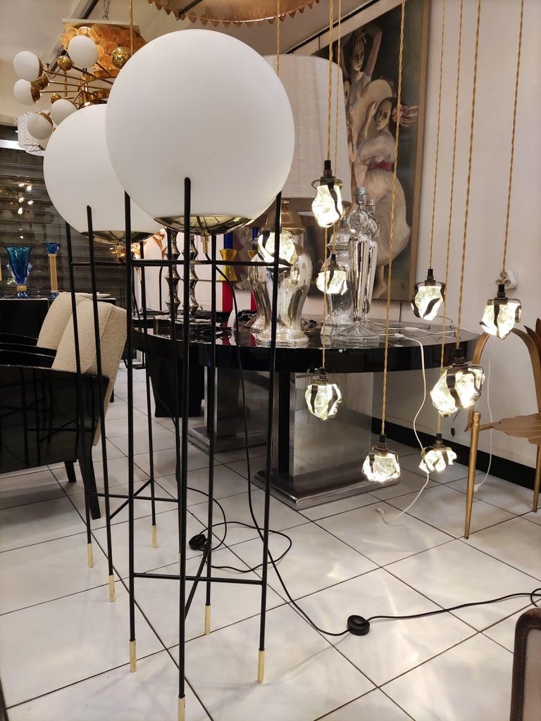 Pair of Globe Floor Lamps For Sale at 1stDibs
