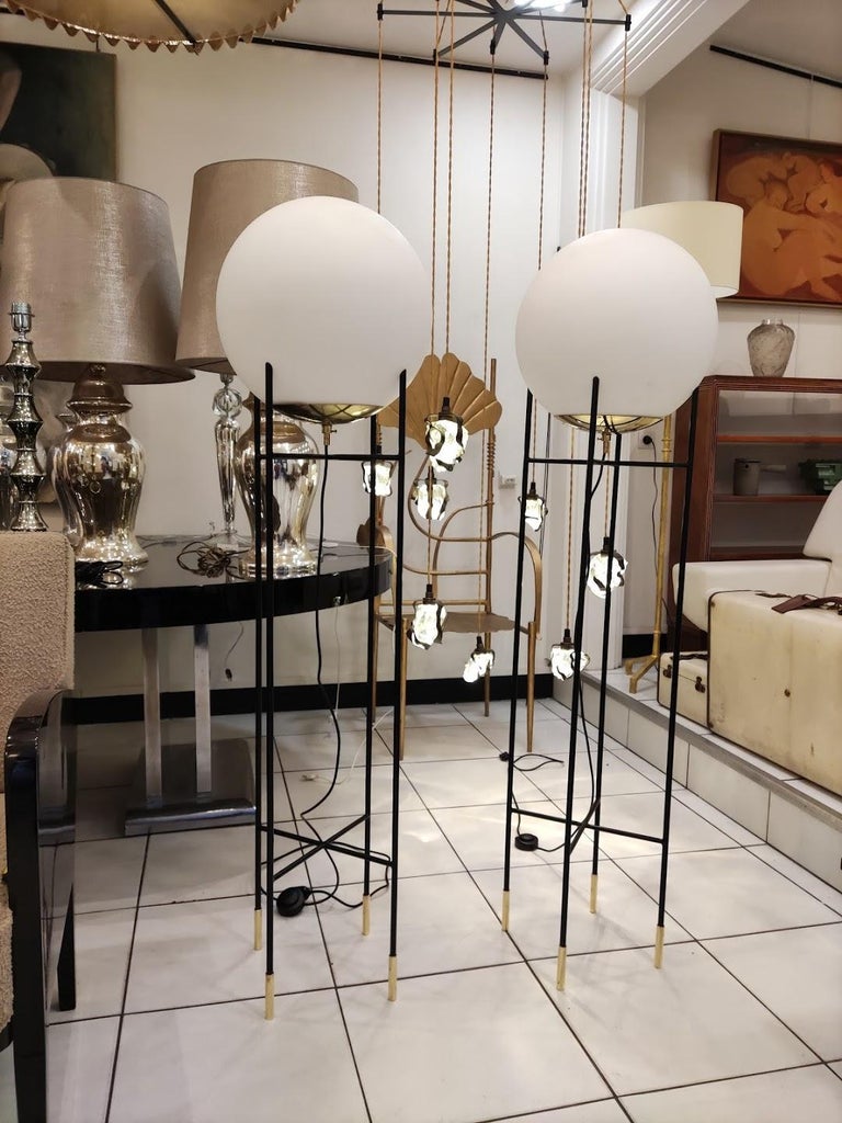 Pair of Globe Floor Lamps For Sale at 1stDibs