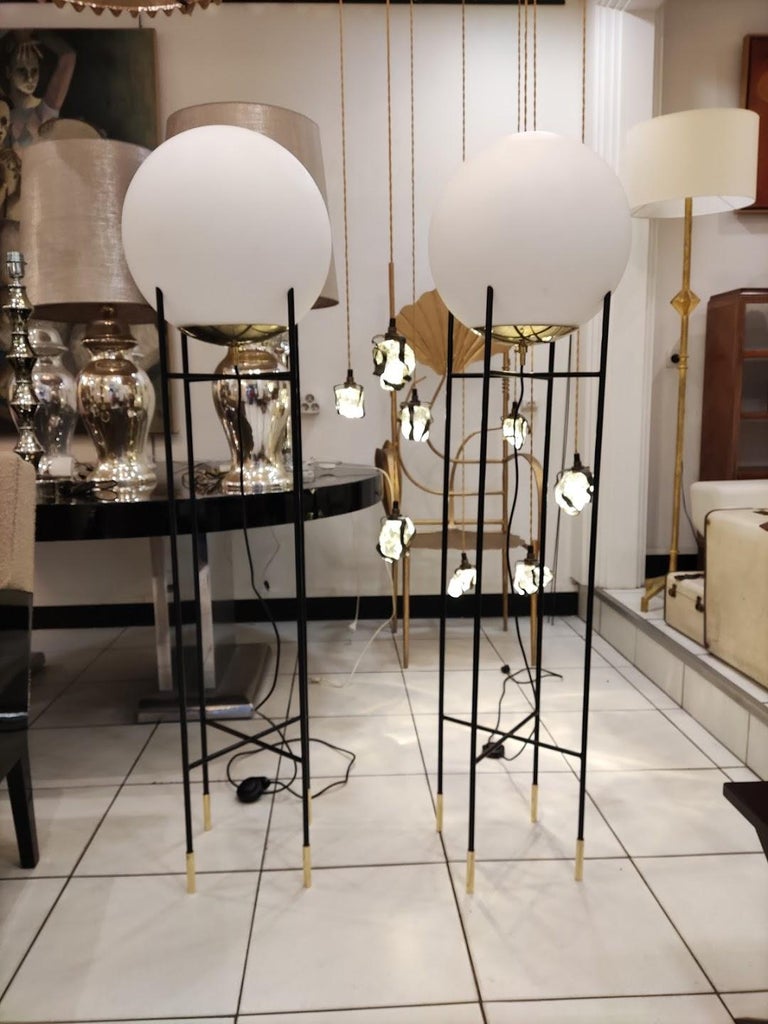 Pair of Globe Floor Lamps For Sale at 1stDibs