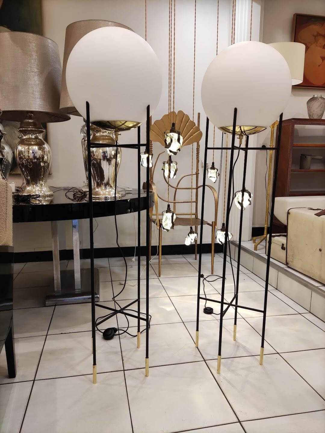 Pair of Globe Floor Lamps For Sale 7