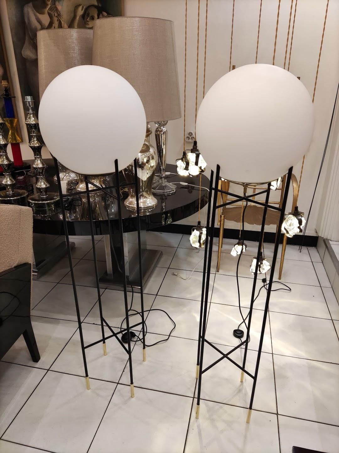 Pair of Globe Floor Lamps For Sale 1