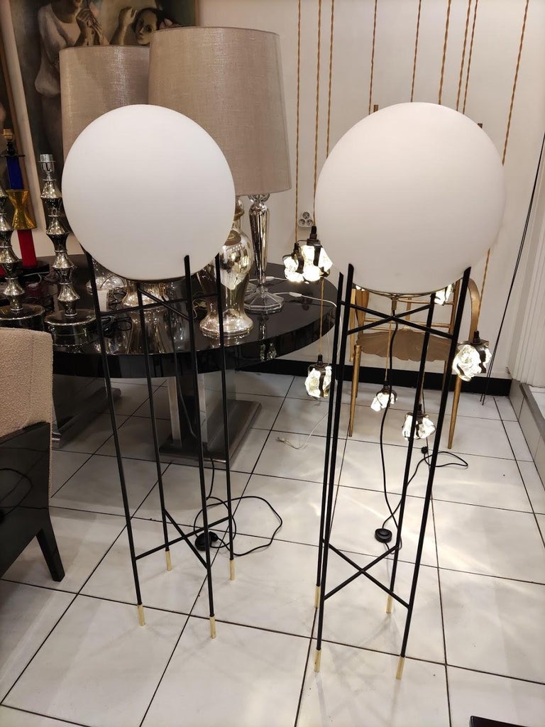 Pair of Globe Floor Lamps For Sale at 1stDibs