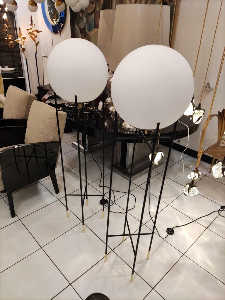 Pair of Globe Floor Lamps For Sale at 1stDibs