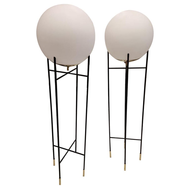 Pair of Globe Floor Lamps For Sale at 1stDibs