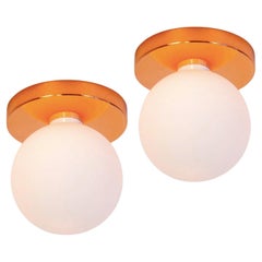 Coppia di montature a incasso a globo, Research.Lighting, rame, vetro da 5 pollici, su ordinazione