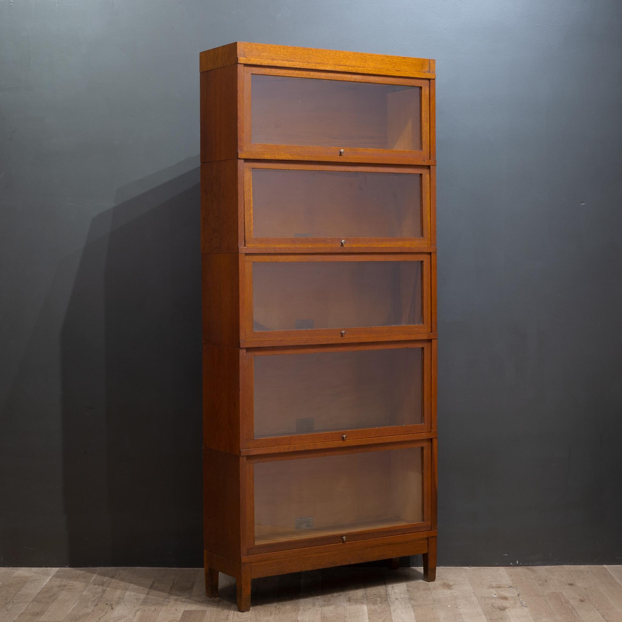 Pair of Globe-Wernicke 5 Stack Lawyer's Bookcases C.1940-Price is Per Piece In Good Condition In San Francisco, CA