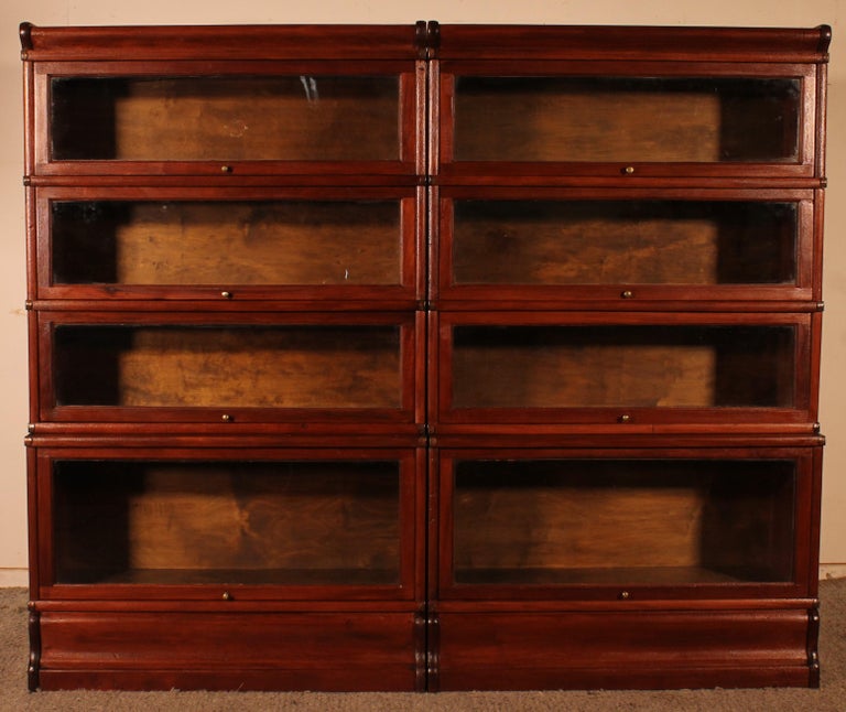 Pair of Globe Wernicke Bookcases in Mahogany, 19th Century For Sale at