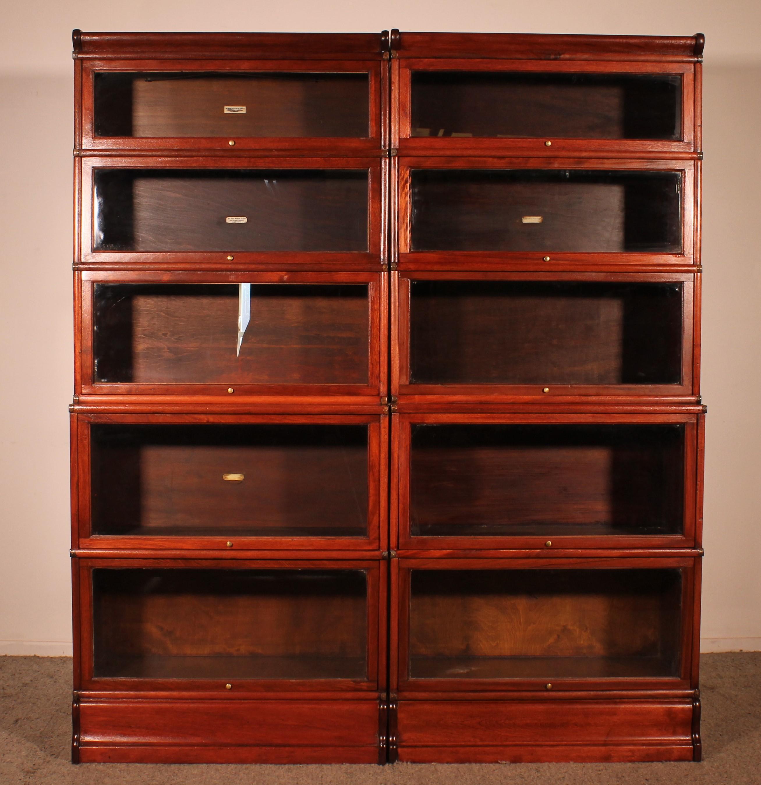 Aesthetic Movement Pair Of Globe Wernicke Bookcases In Mahogany-19th Century For Sale