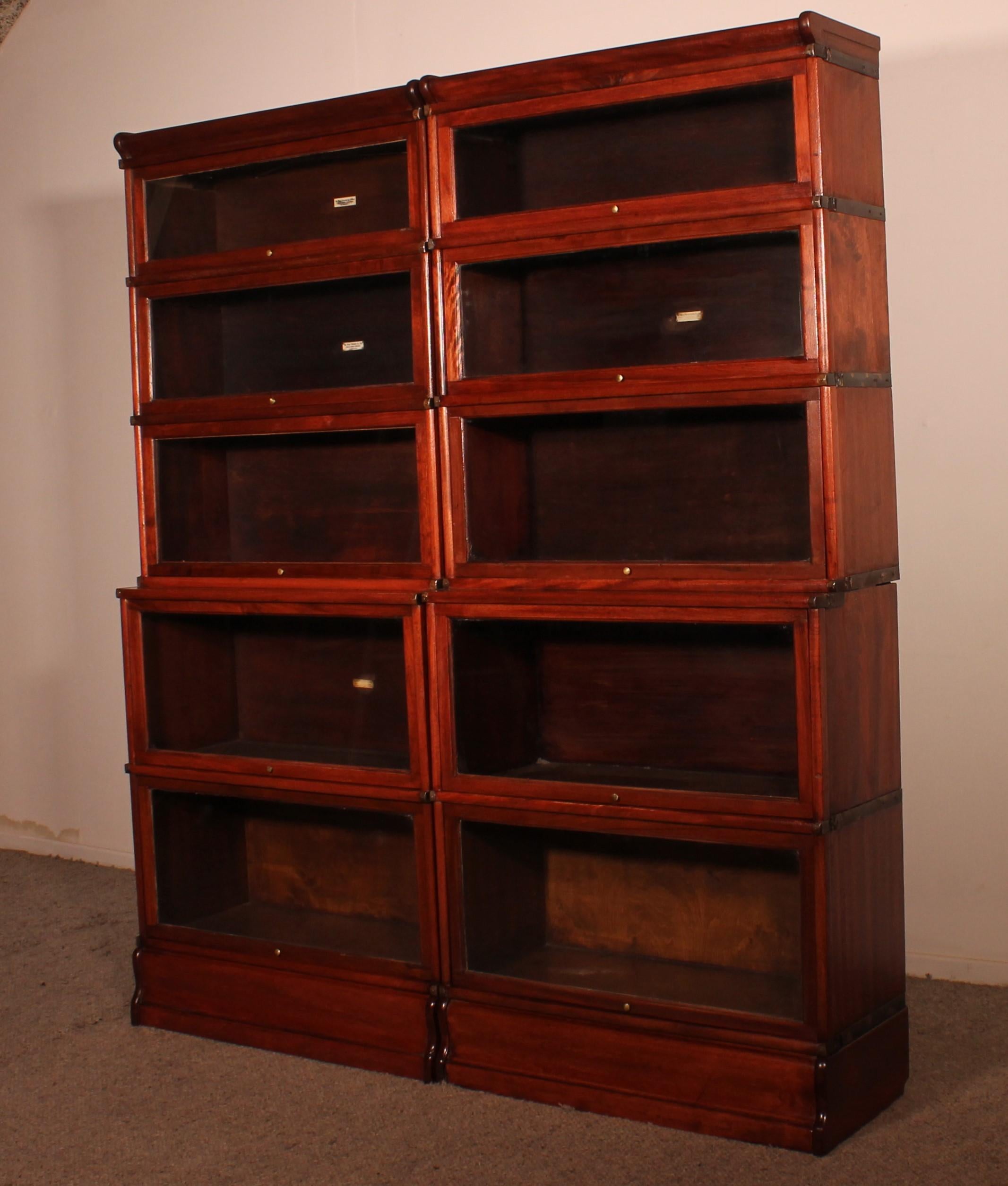 British Pair Of Globe Wernicke Bookcases In Mahogany-19th Century For Sale