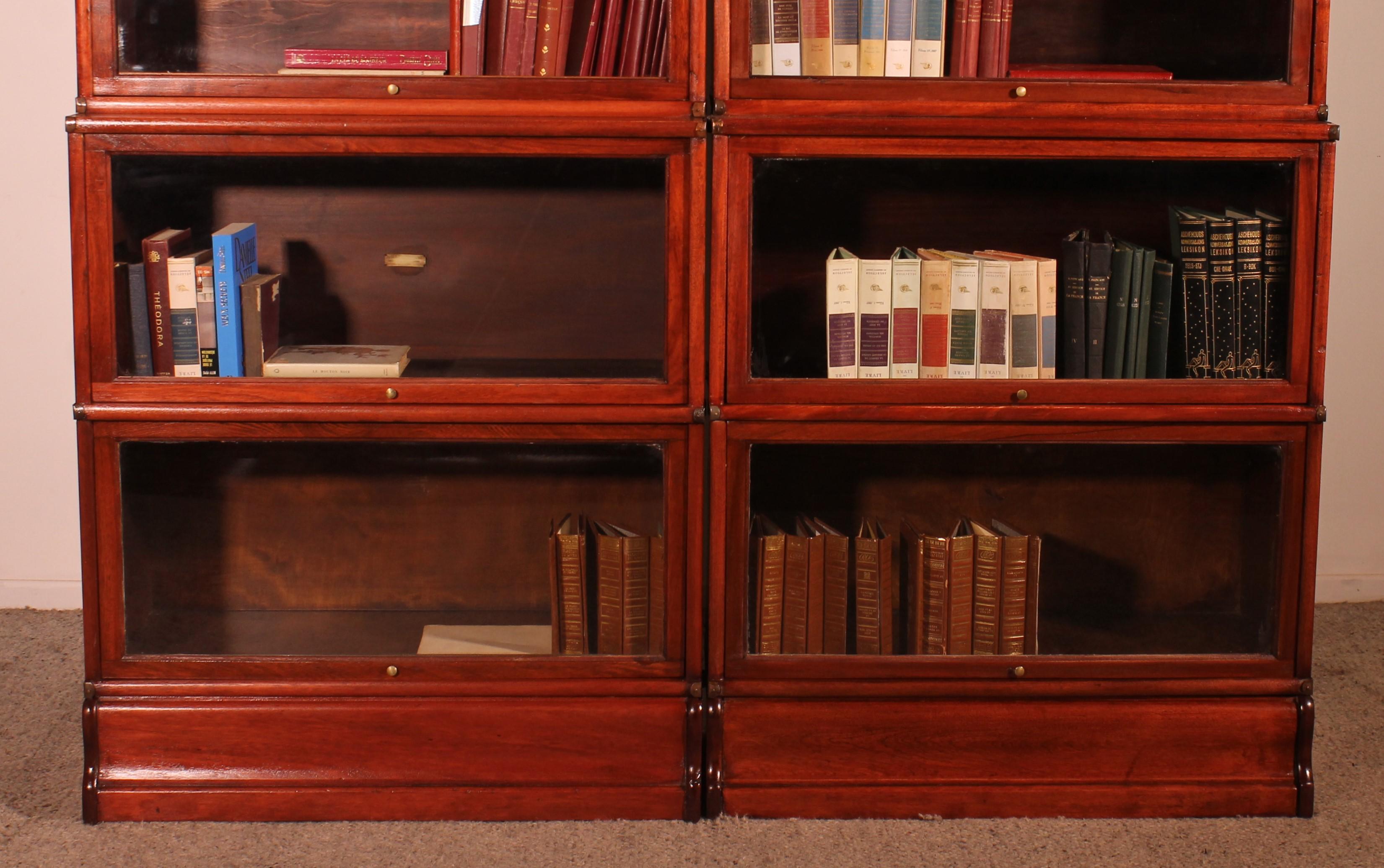 Pair Of Globe Wernicke Bookcases In Mahogany-19th Century For Sale 1