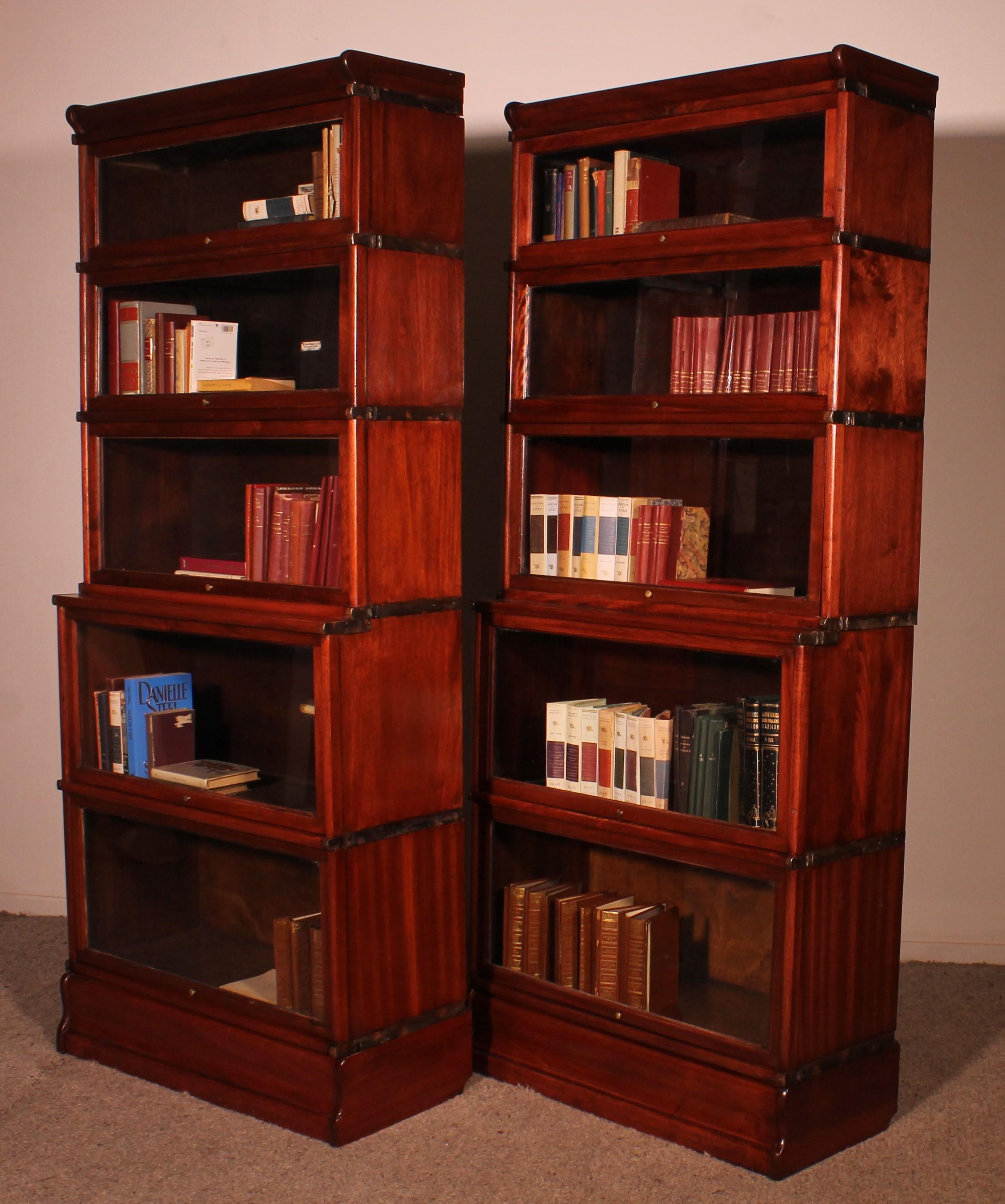 Pair Of Globe Wernicke Bookcases In Mahogany-19th Century For Sale 3