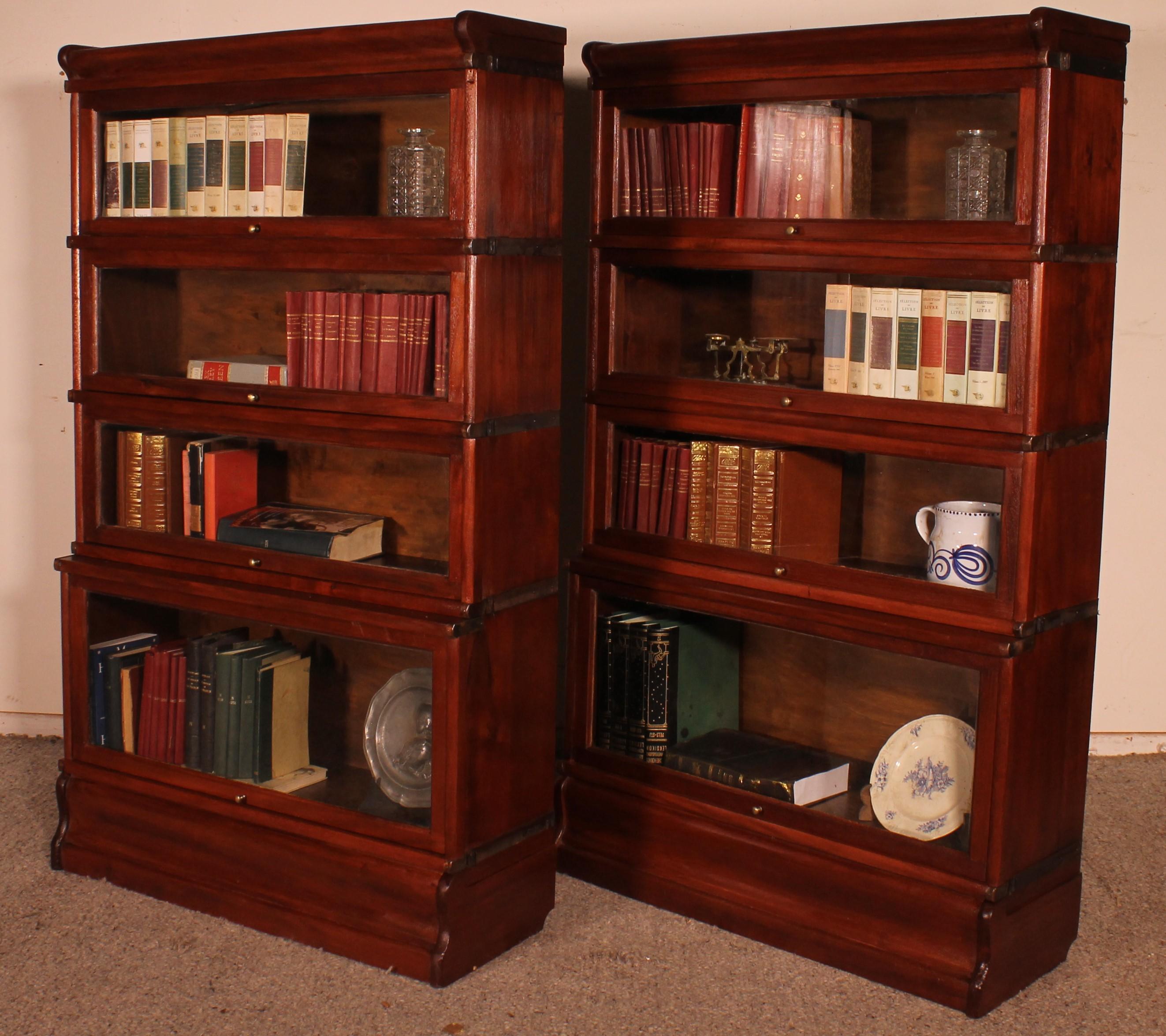 Pair of Globe Wernicke Bookcases in Mahogany, 19th Century For Sale 4