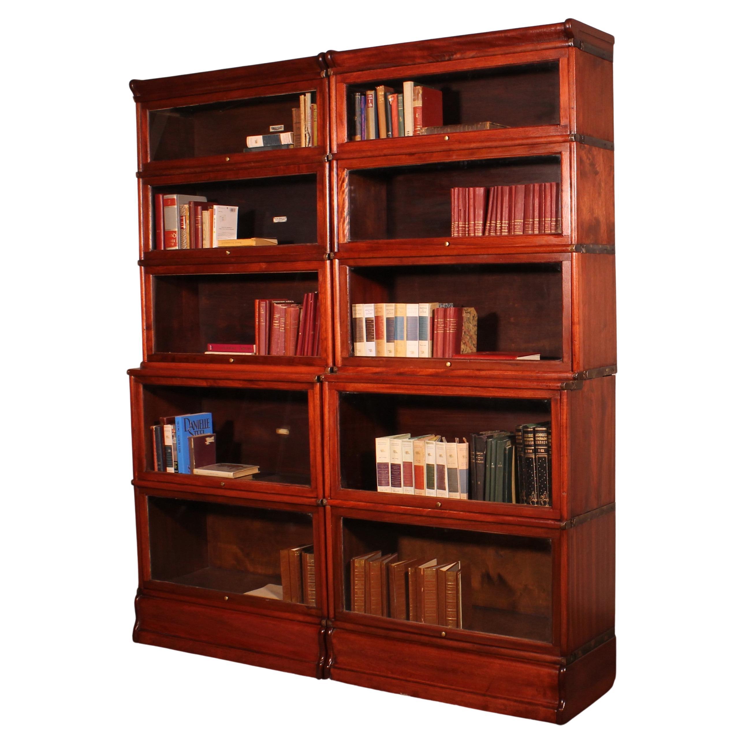 Pair Of Globe Wernicke Bookcases In Mahogany-19th Century For Sale