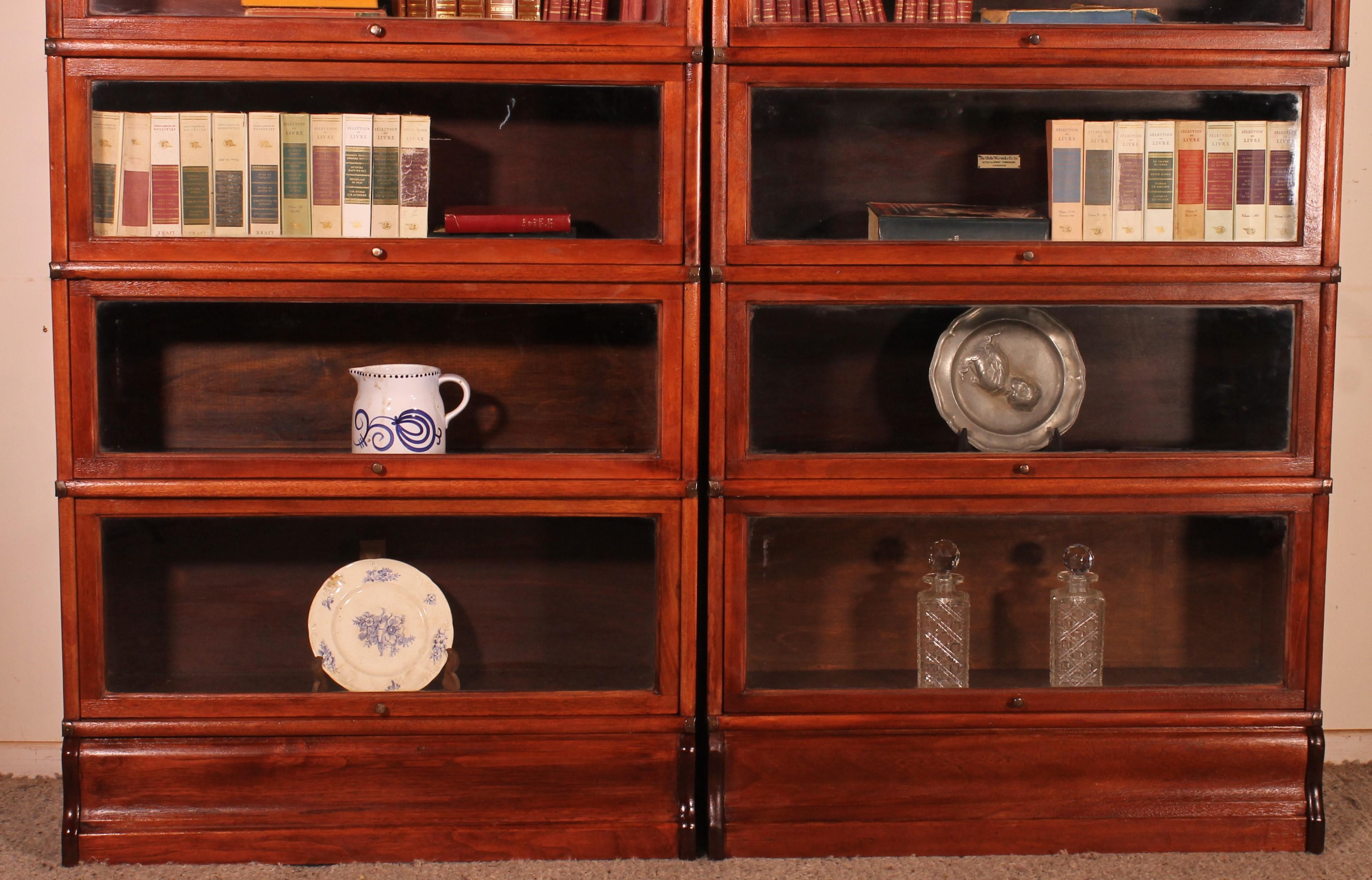 Aesthetic Movement Pair of Globe Wernicke Bookcases in Mahogany