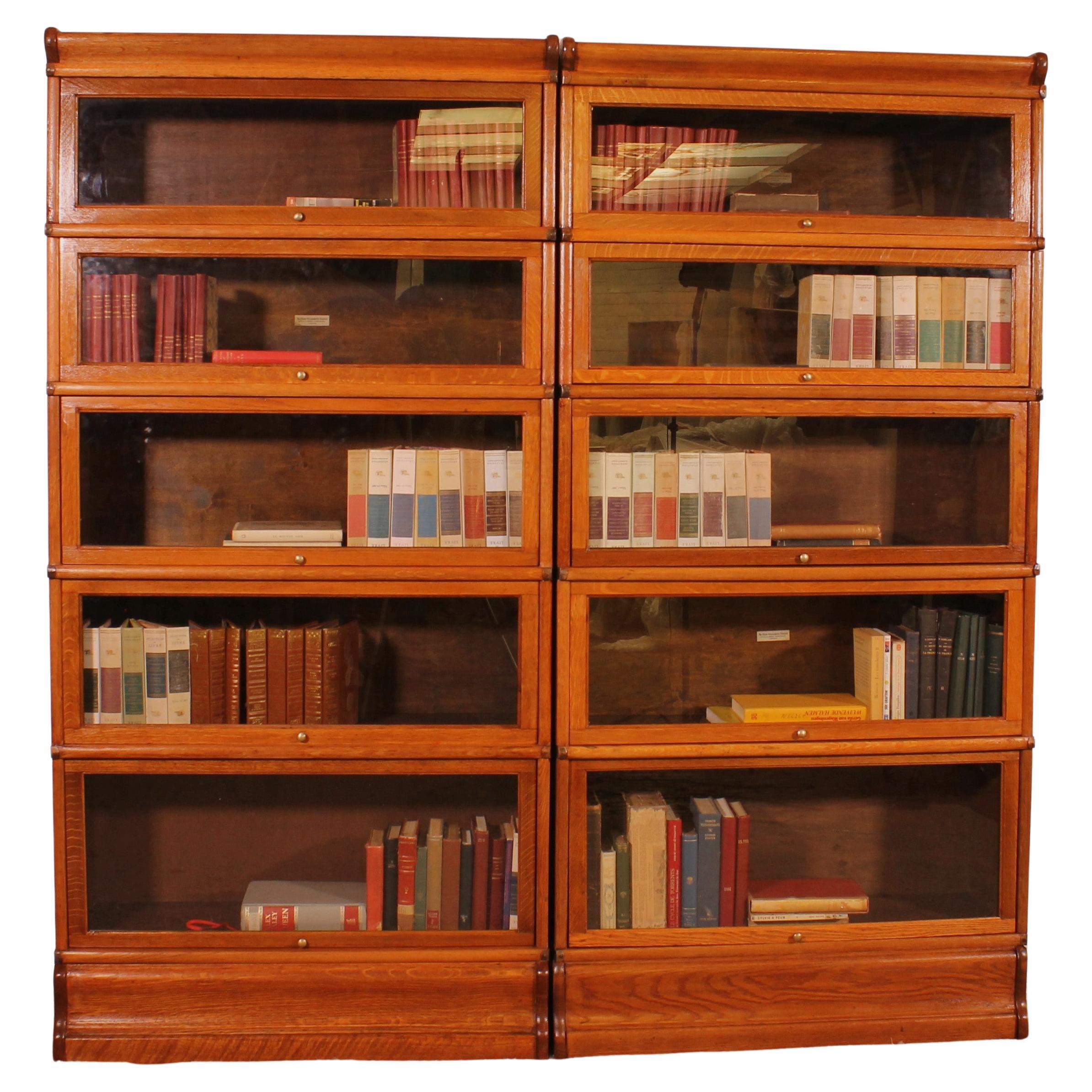 Pair Of Globe Wernicke Bookcases In Oak -19th Century For Sale