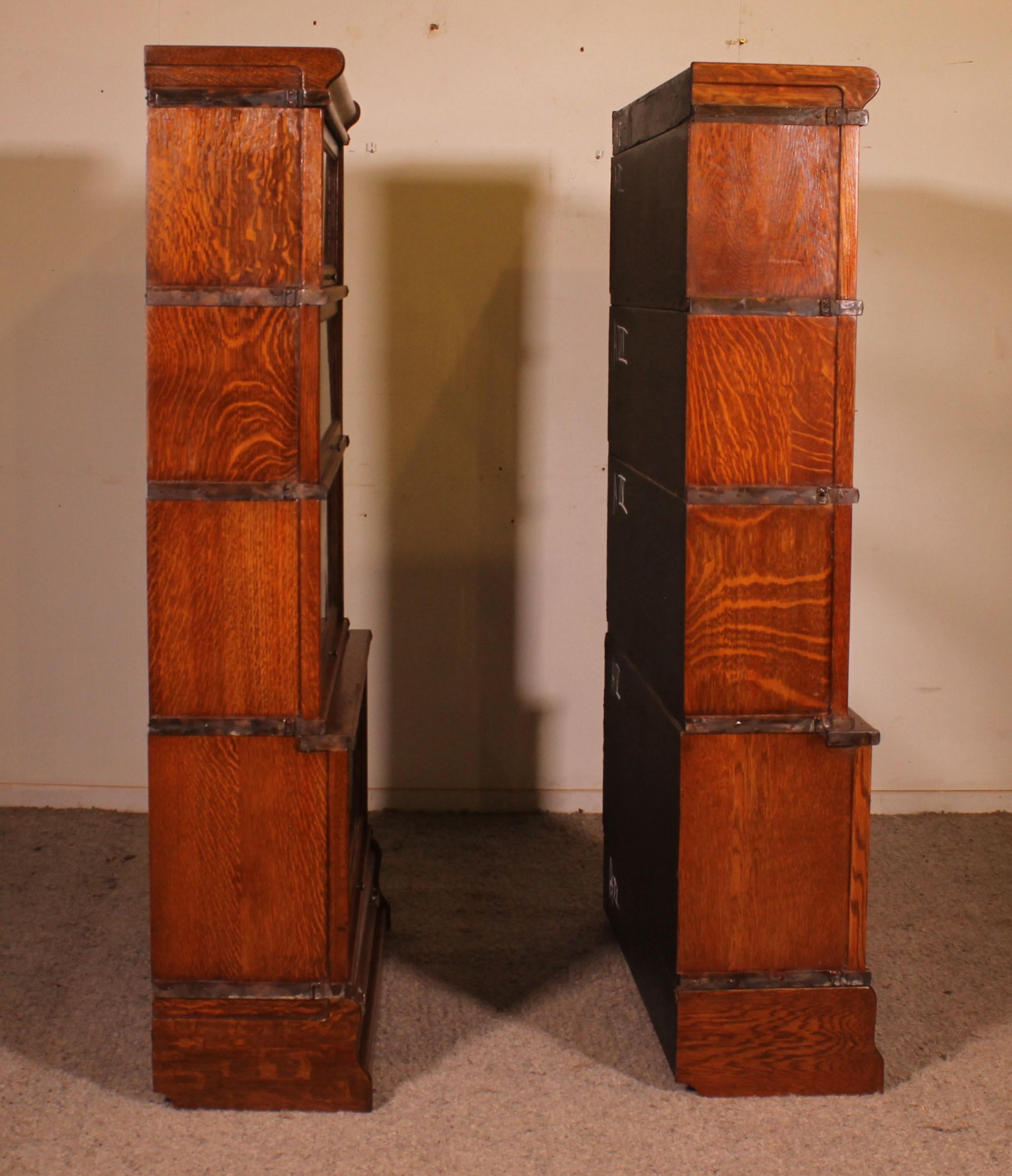 Pair Of Globe Wernicke Oak Bookcases Circa 1900 For Sale 4