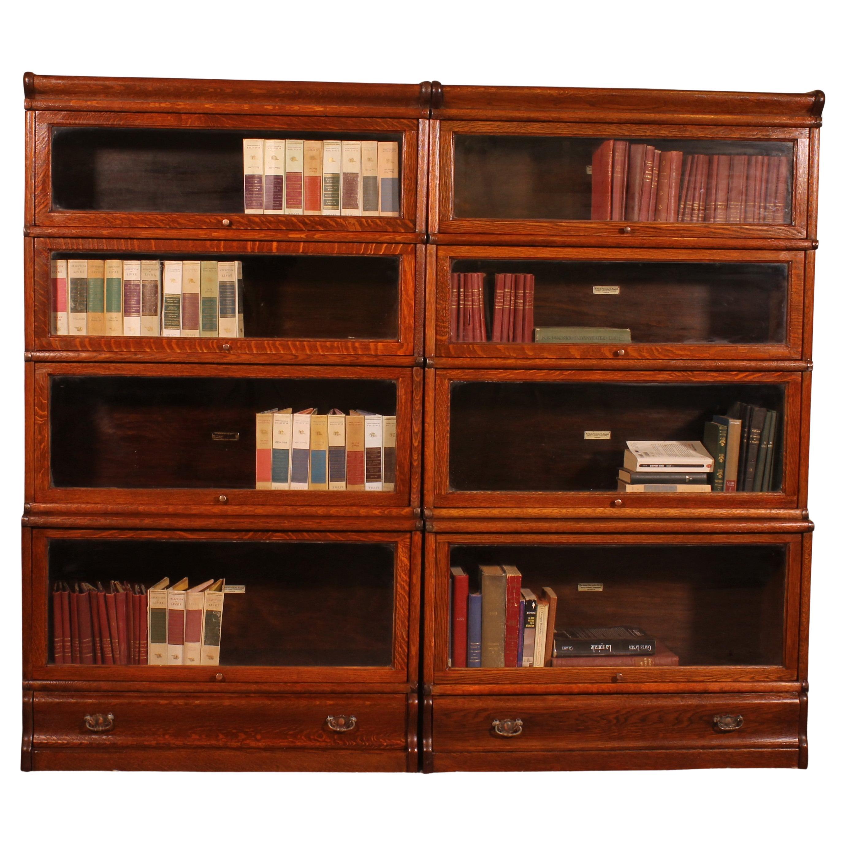 Pair Of Globe Wernicke Oak Bookcases Circa 1900 For Sale