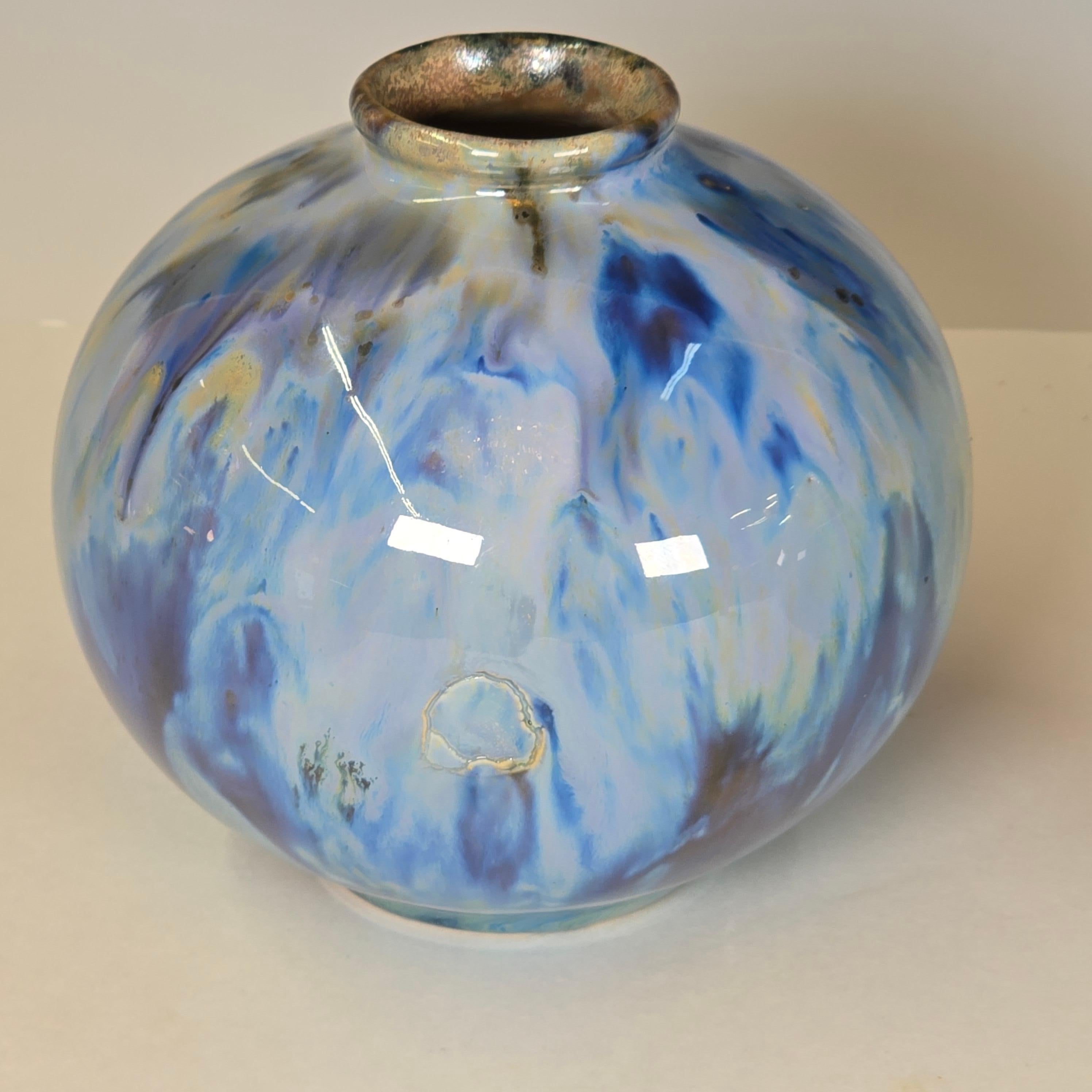 Earthenware Pair of Globular Form Flambe Vases by Palin Thorley For Sale