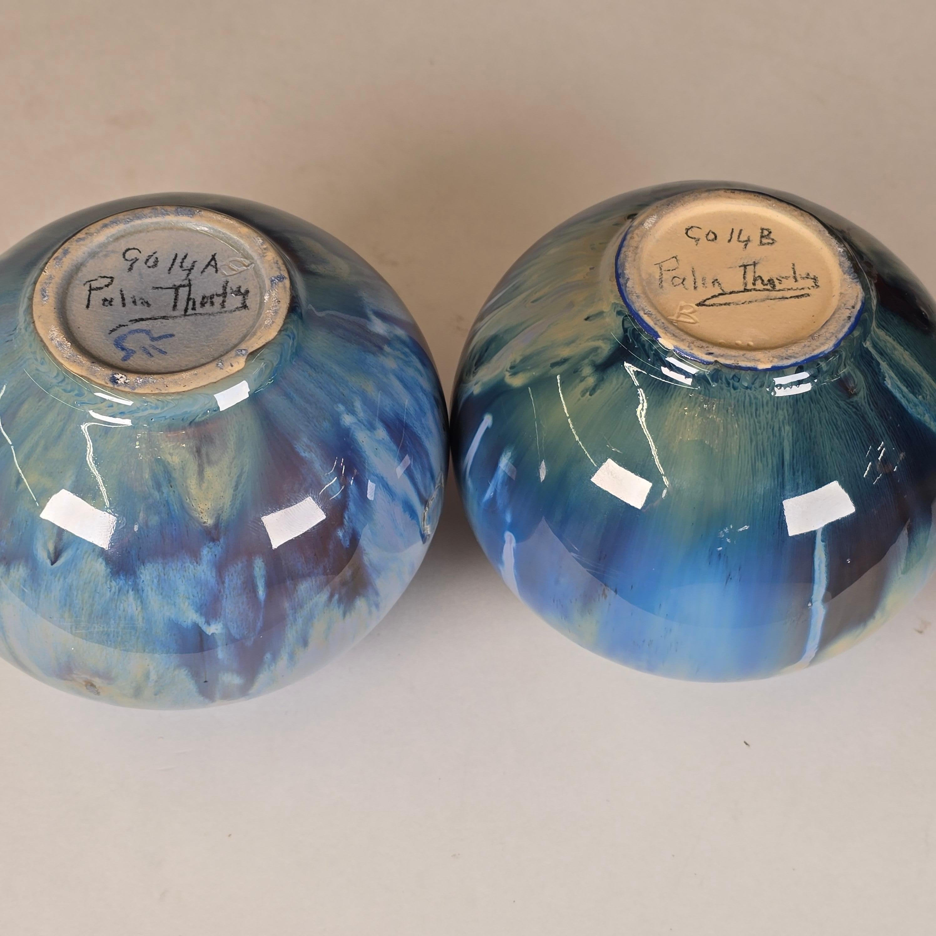 Pair of Globular Form Flambe Vases by Palin Thorley For Sale 1