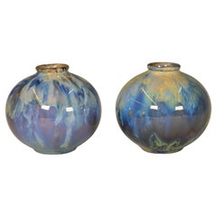 Pair of Globular Form Flambe Vases by Palin Thorley
