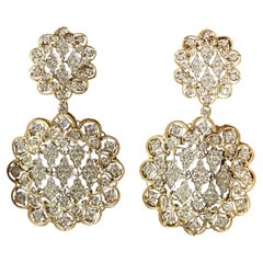 Paire de boucles d'oreilles en or blanc et jaune 18 carats avec diamants Glorious