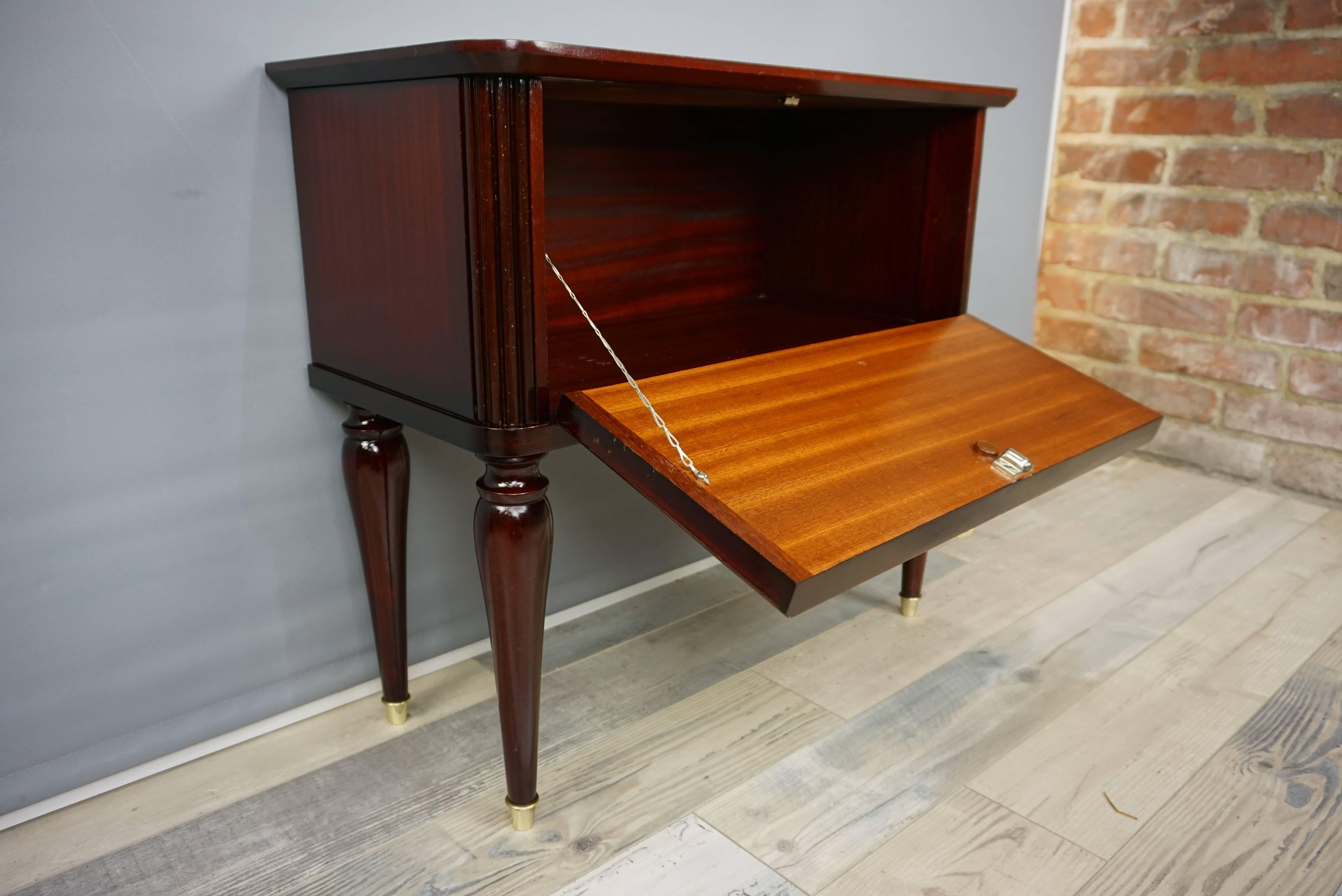 Pair of Glossy Wooden and Brass Bedsides Table 5