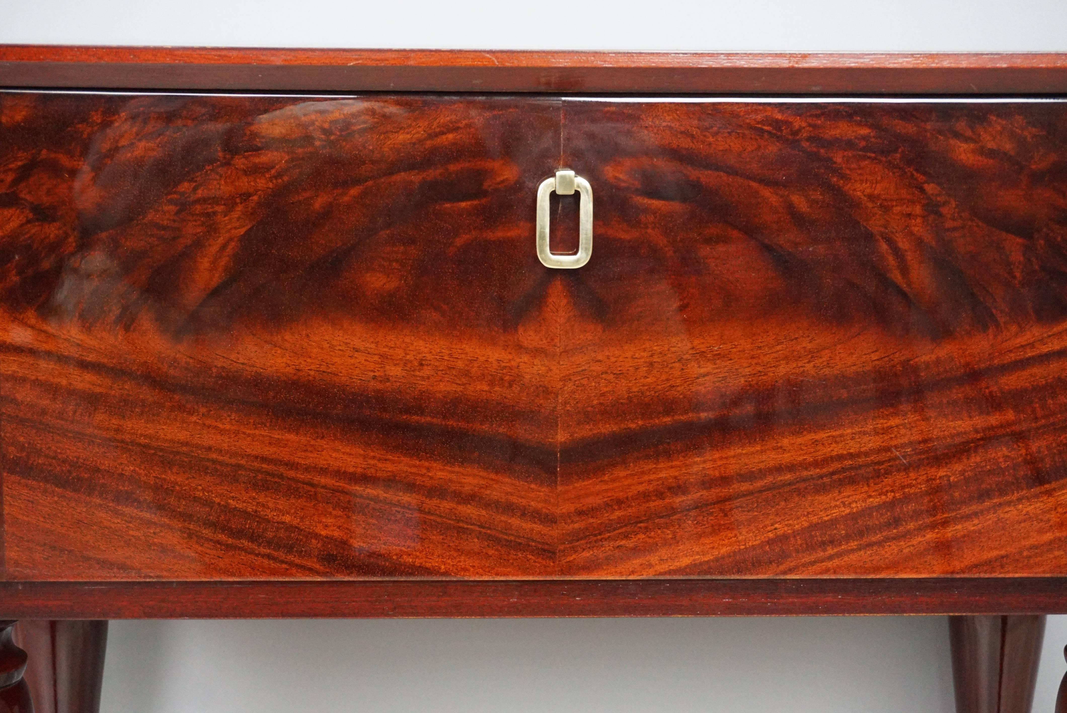 Pair of Glossy Wooden and Brass Bedsides Table 1