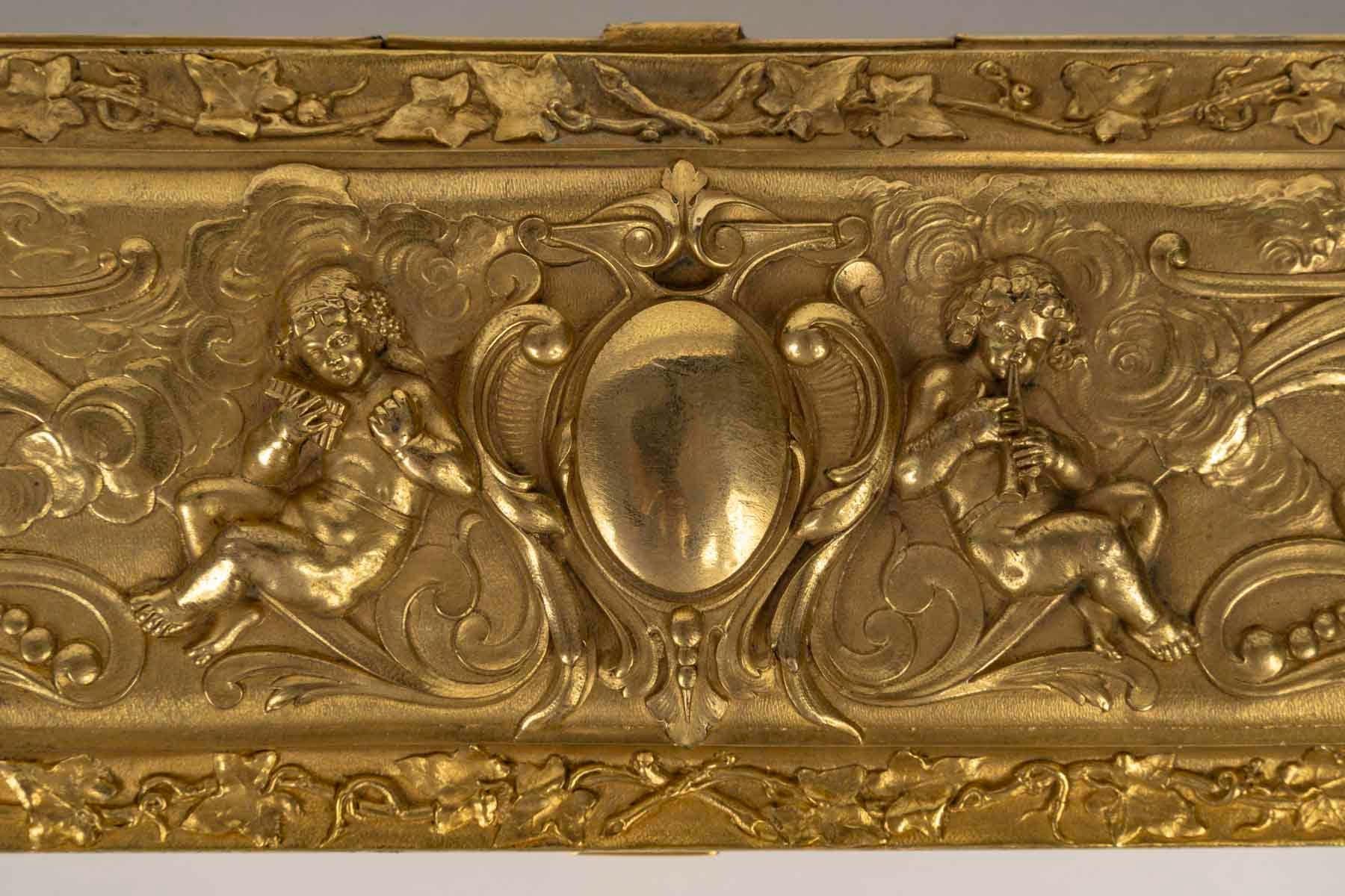 Brass Pair of Glove Boxes or Jewelry Boxes, Napoleon III Period, 19th Century.