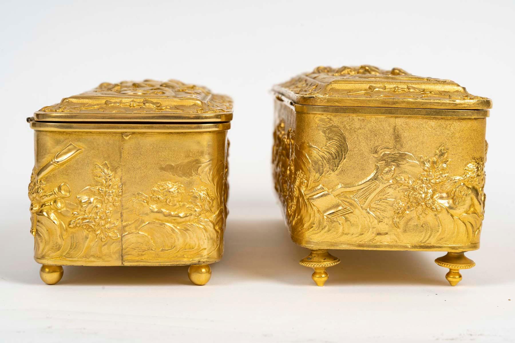 Pair of Glove Boxes or Jewelry Boxes, Napoleon III Period, 19th Century. 1