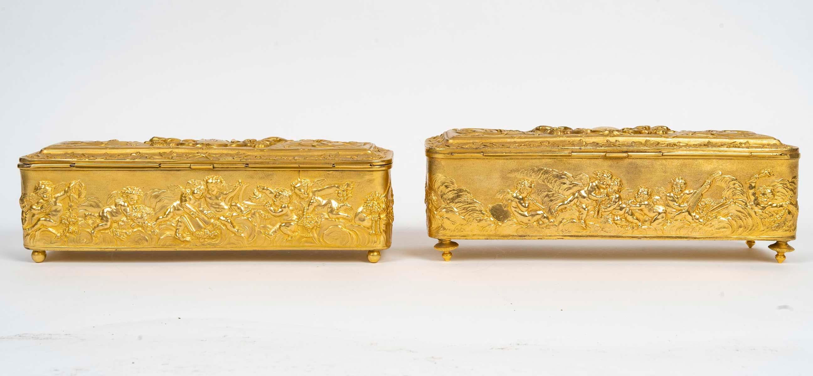 Pair of Glove Boxes or Jewelry Boxes, Napoleon III Period, 19th Century. 2