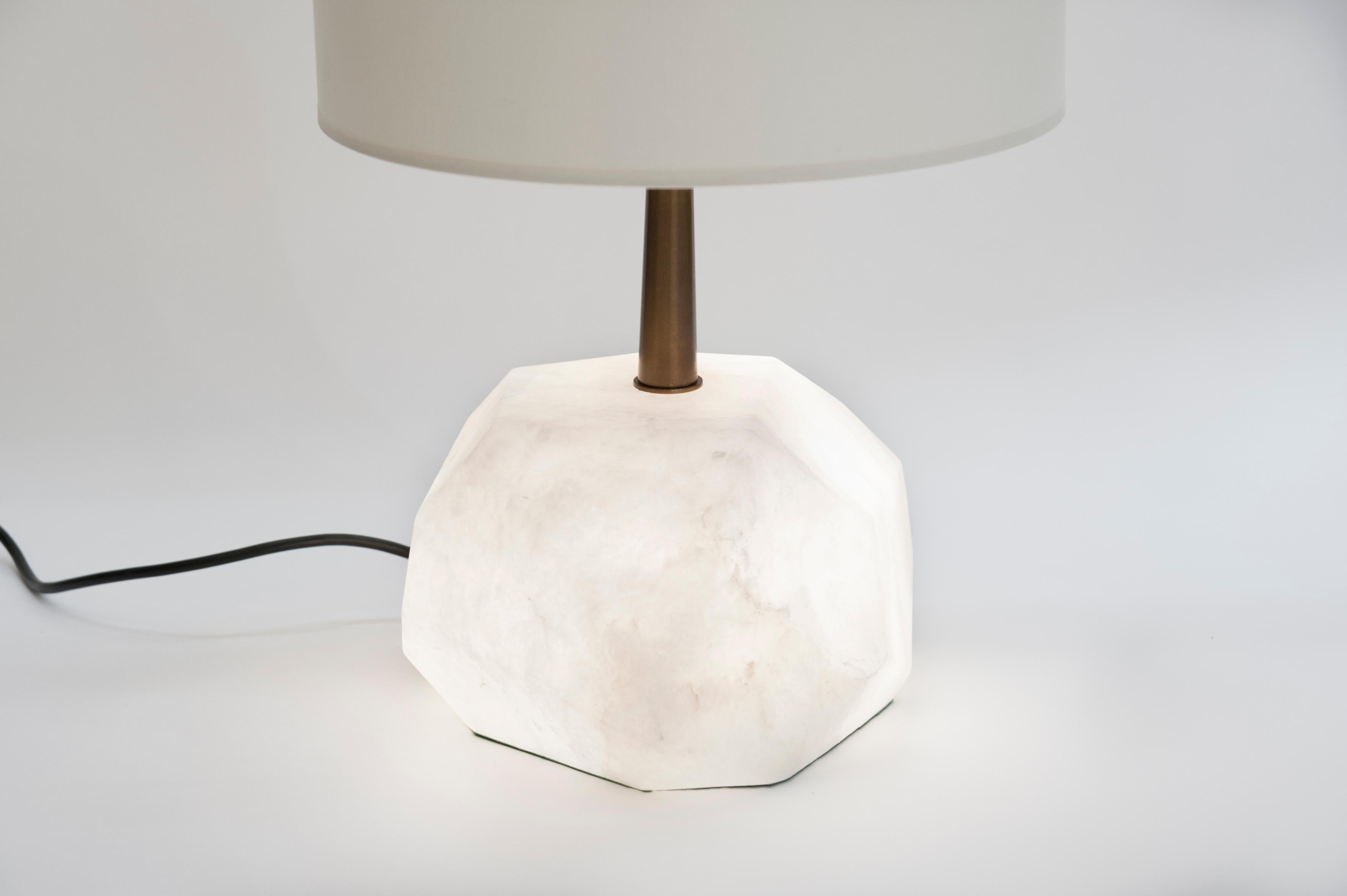 Italian Glustin Luminaires Alabaster Monolith Faceted Table Lamps For Sale