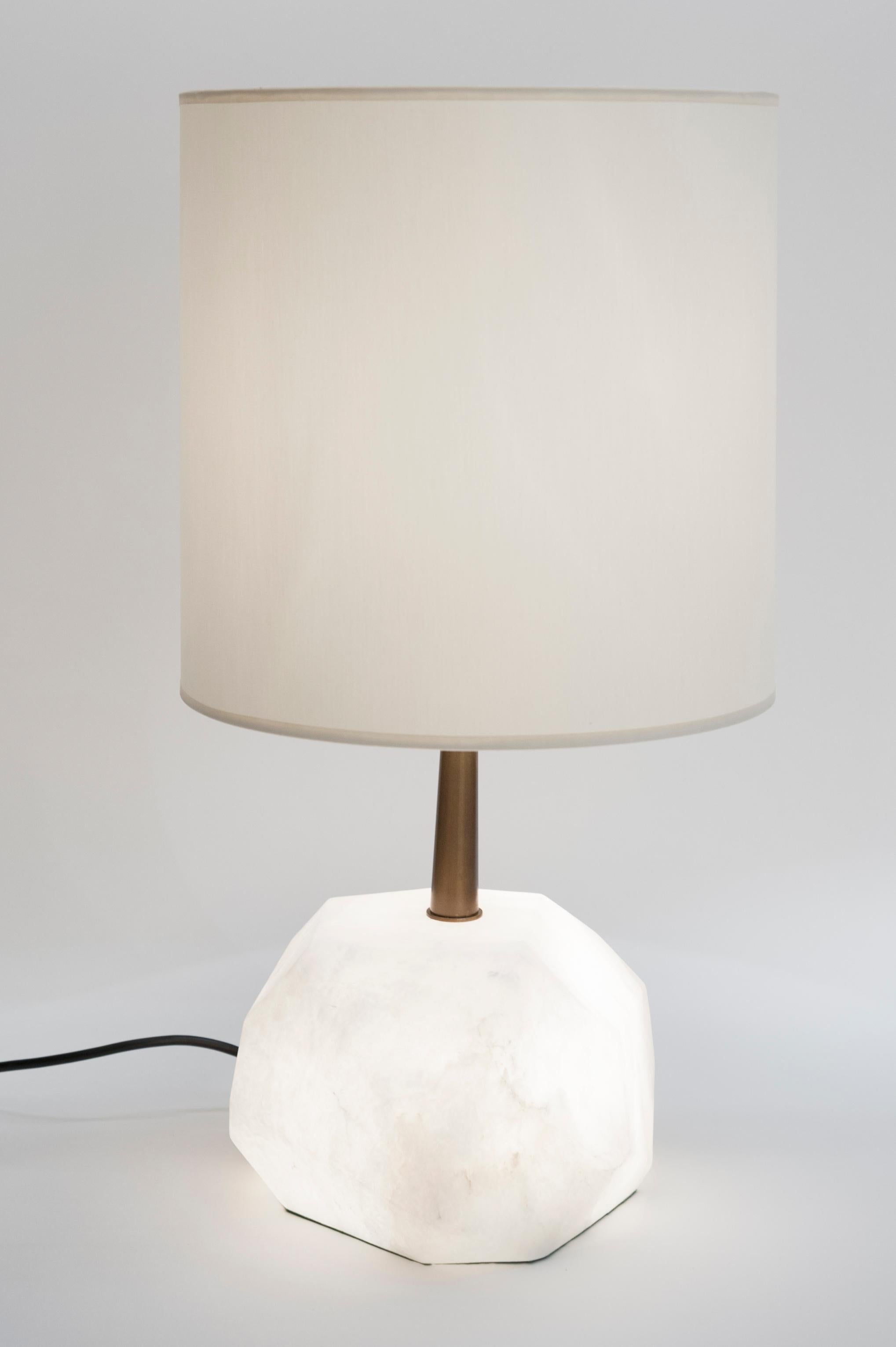 Contemporary Glustin Luminaires Alabaster Monolith Faceted Table Lamps For Sale